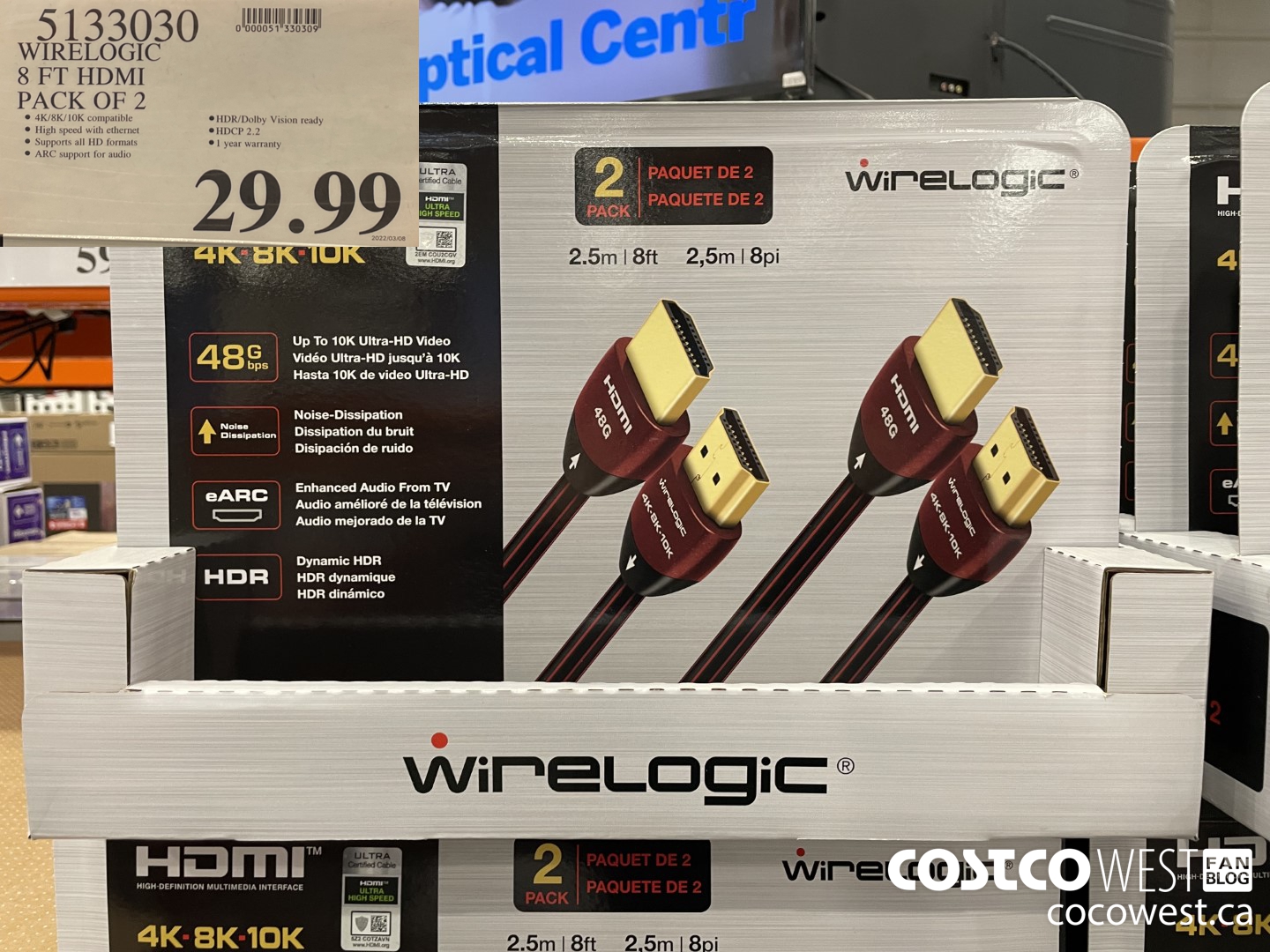 5133030 WIRELOGIC 8 FT HDMI PACK OF 2 $29.99