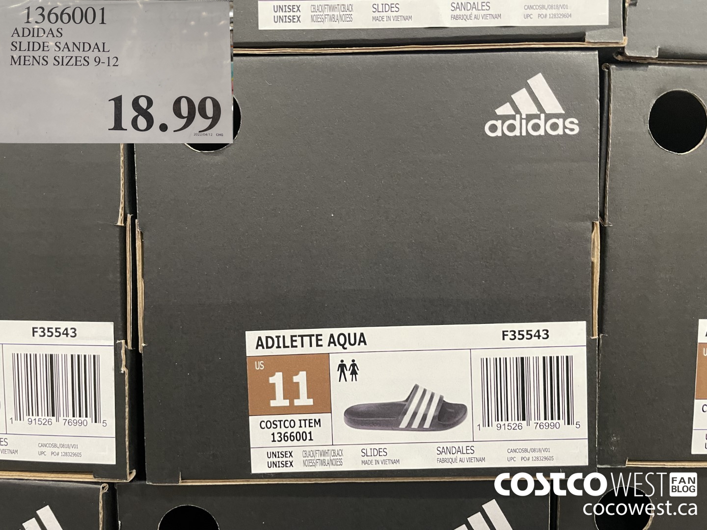 1366001 ADIDAS SLIDE SANDAL UNISEX SIZES 9-12  $18.99