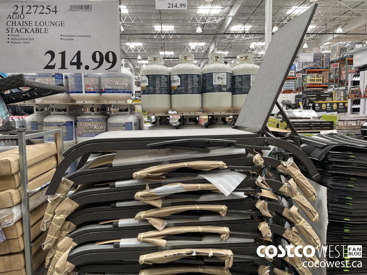 2127254 AGIO CHAISE LOUNGE STACKABLE $214.99