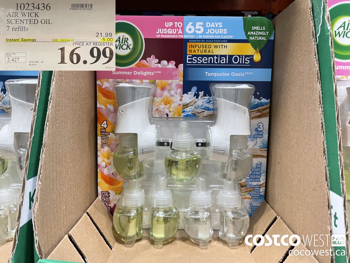 1023436 AIR WICK SCENTED OIL 7 refills ($5.00 INSTANT SAVINGS EXPIRES ON 2022-04-10) $16.99