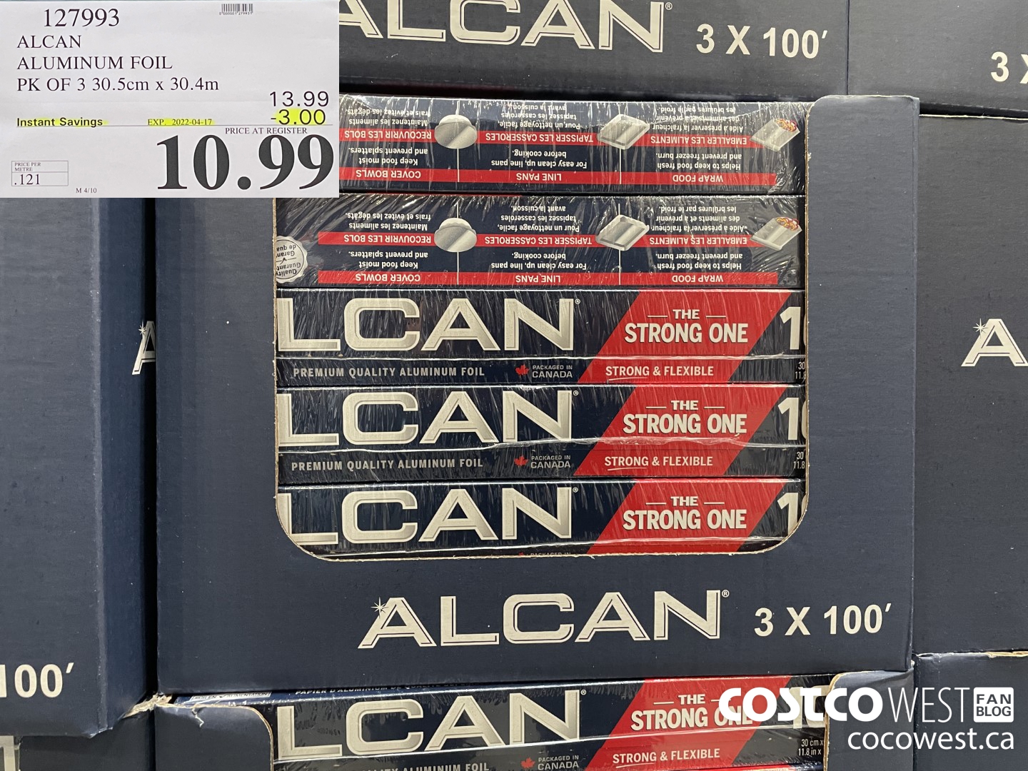 127993 ALCAN ALUMINUM FOIL PK OF 3 30.5cm x 30.4m ($3.00 INSTANT SAVINGS EXPIRES ON 2022-04-17) $10.99
