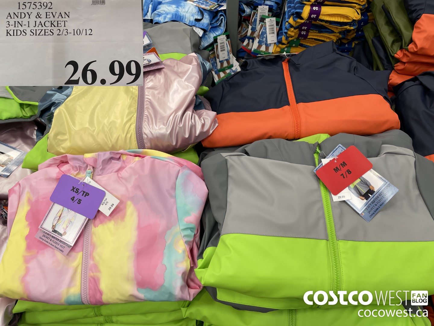 1575392 ANDY & EVAN 3-IN-1 JACKET KIDS SIZES 2/3-10/12 $26.99