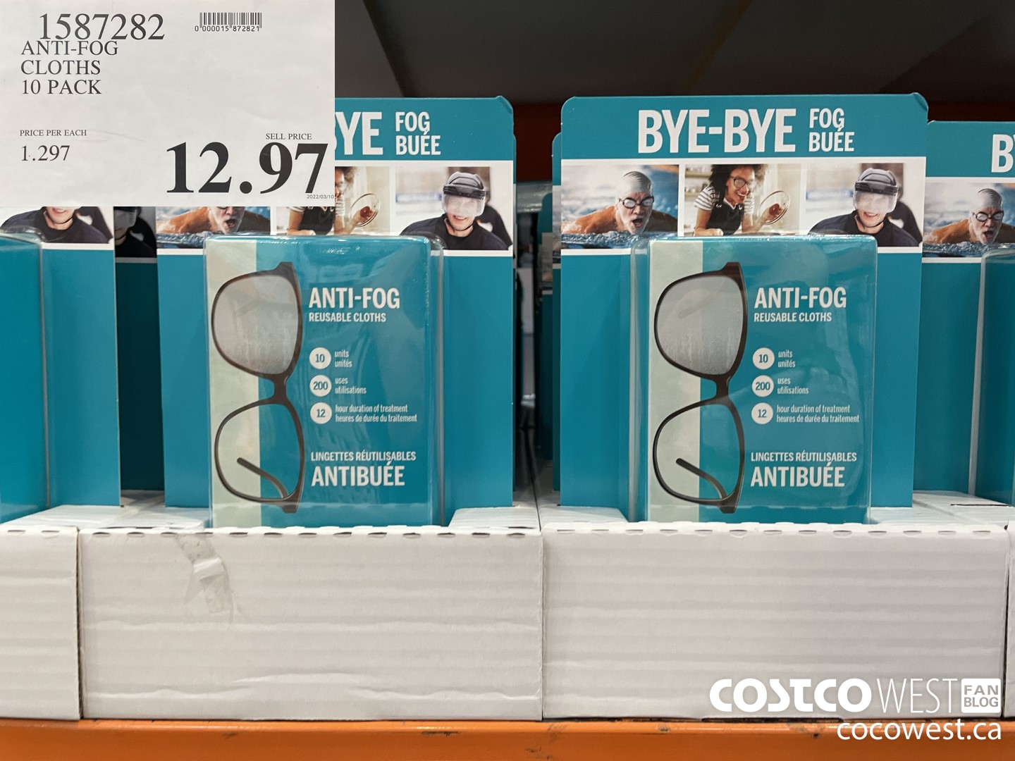 1587282 ANTI-FOG CLOTHS 10 PACK $12.97