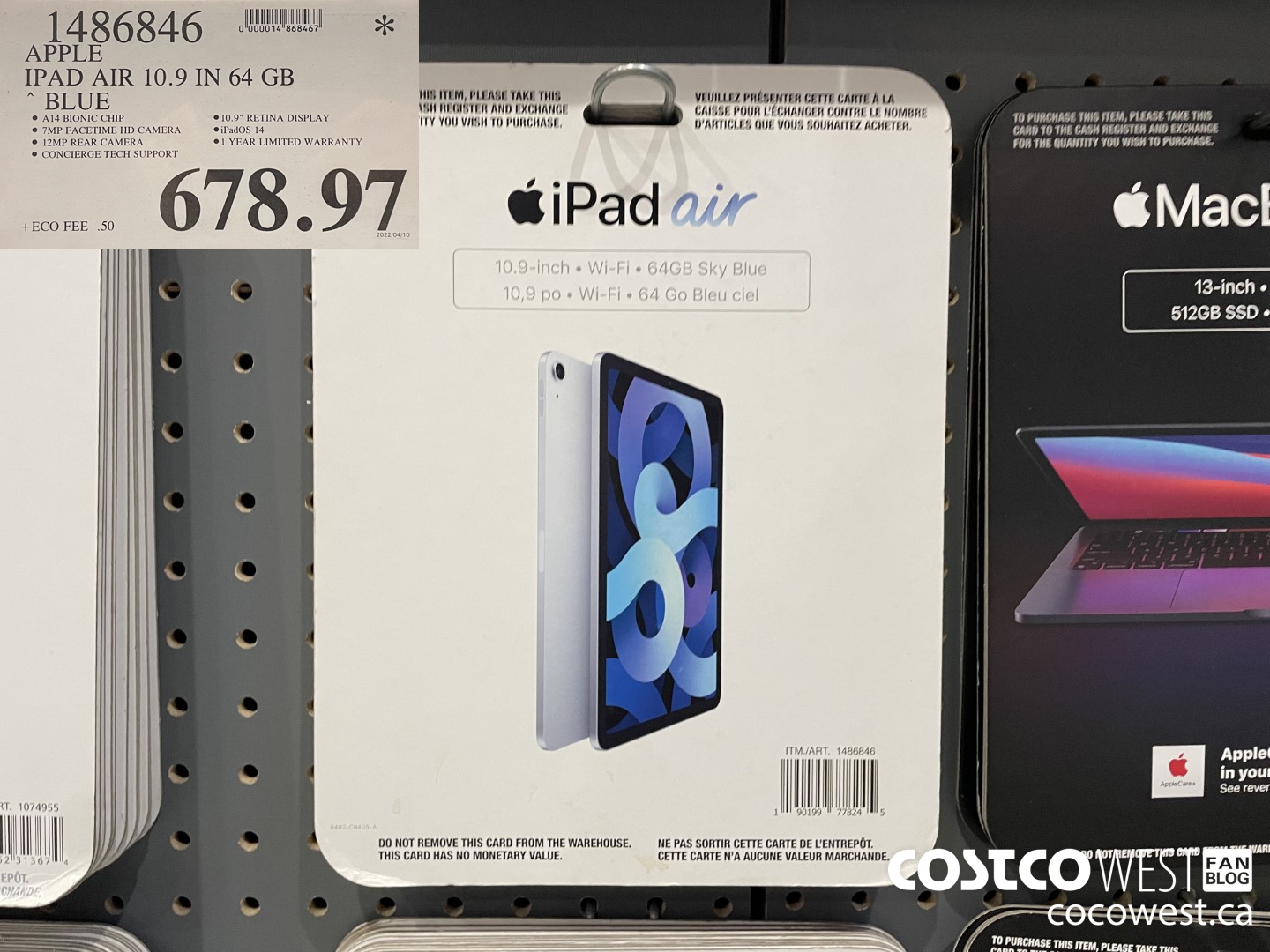 1486846 APPLE IPAD AIR 10.9 IN 64 GB BLUE $678.97