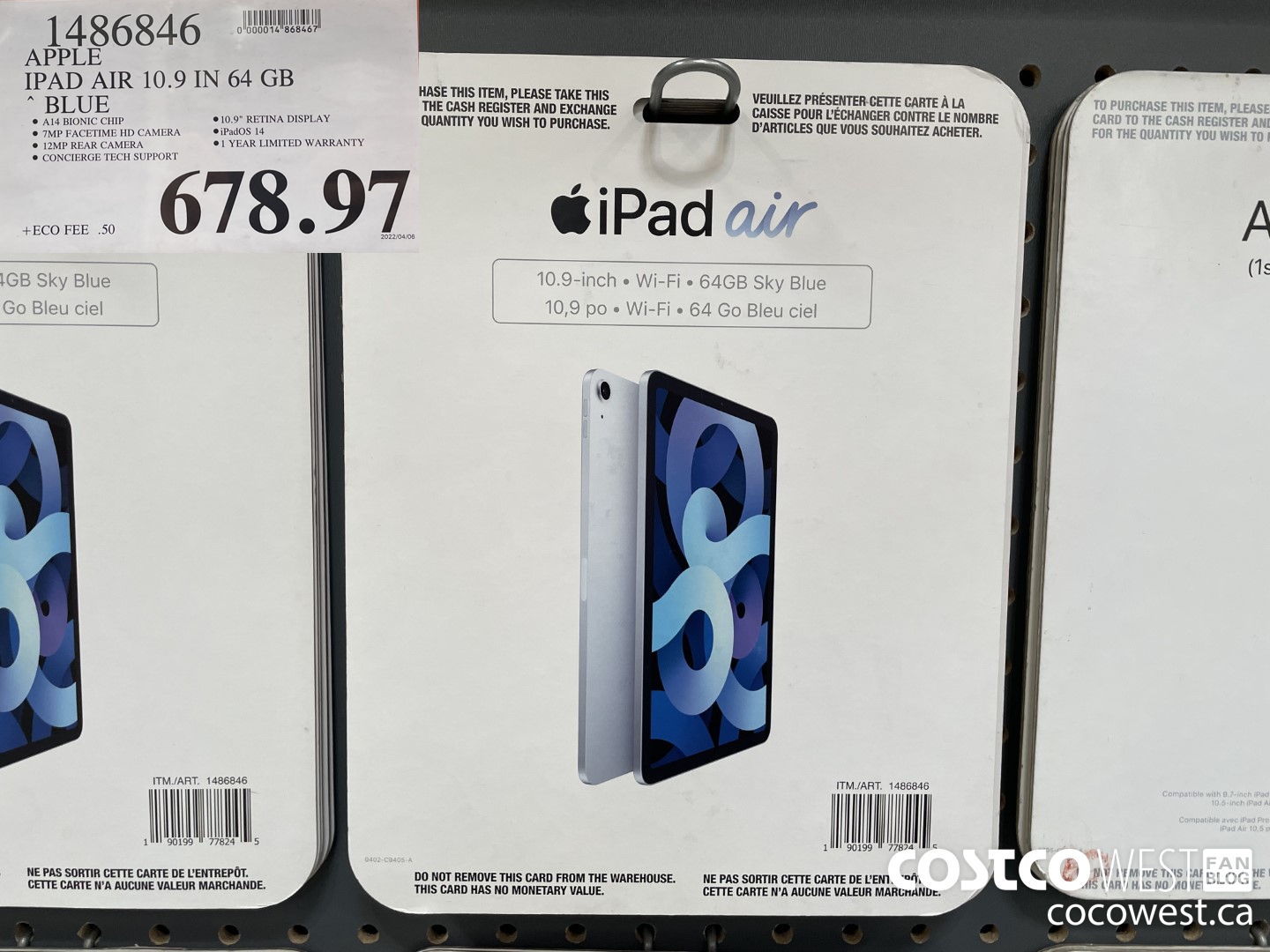 1486846 APPLE IPAD AIR 10.9 IN 64 GB BLUE $678.97