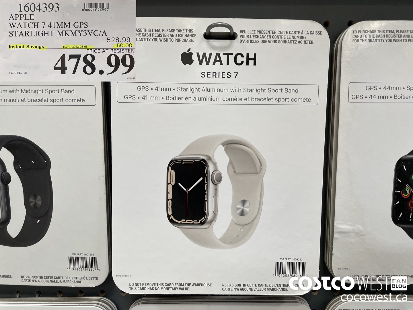 1604393 APPLE WATCH 7 41MM GPS STARLIGHT MKMY3VC/A ($50.00 INSTANT SAVINGS EXPIRES ON 2022-05-08) $478.99