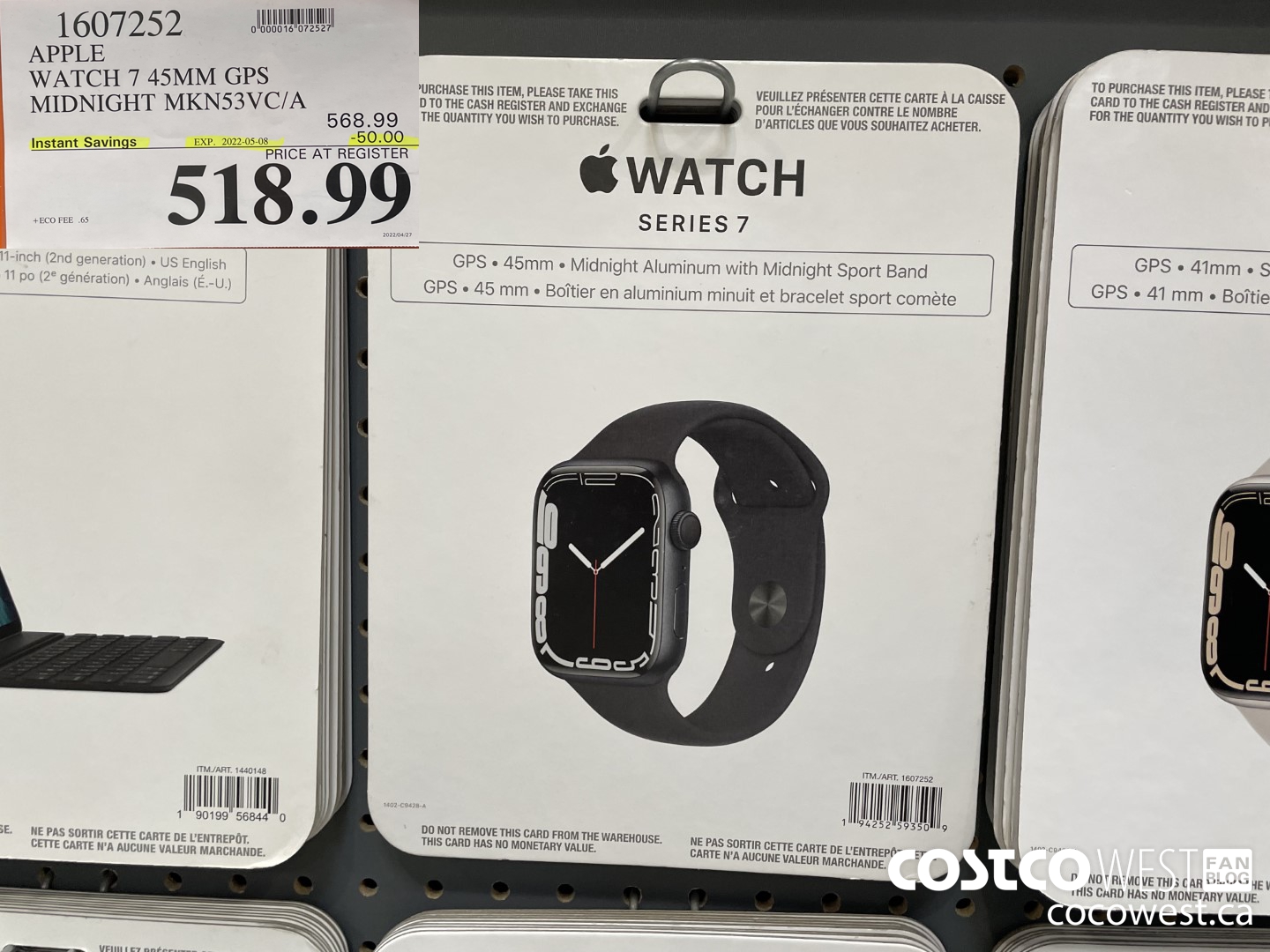 1607252 APPLE WATCH 7 45MM GPS MIDNIGHT MKN53VC/A ($50.00 INSTANT SAVINGS EXPIRES ON 2022-05-08) $518.99