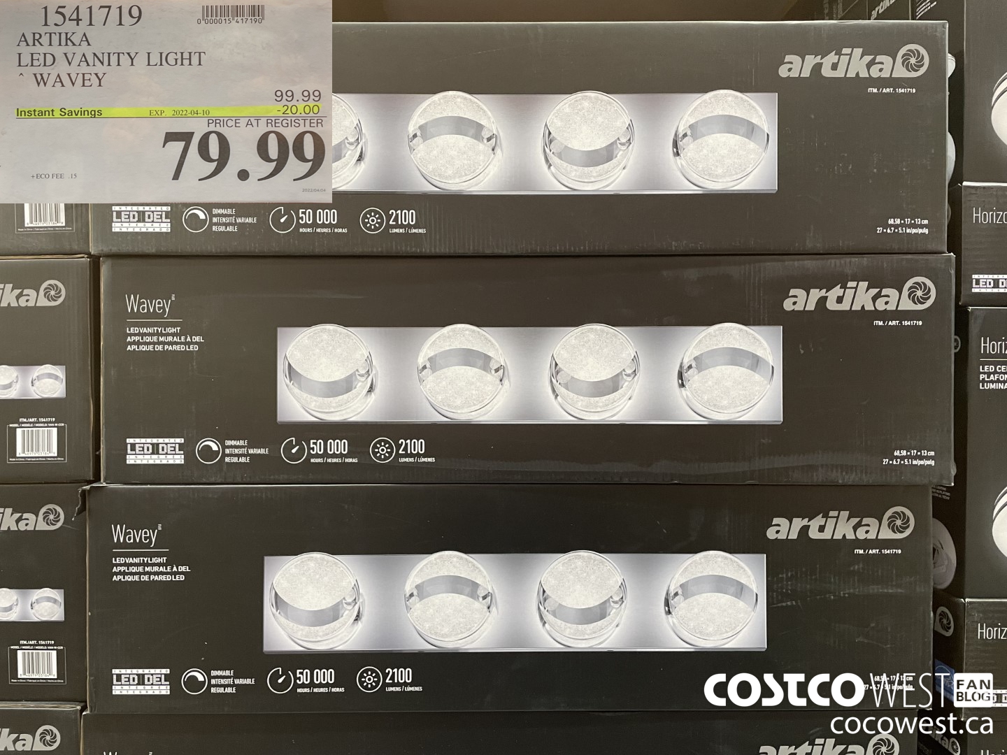 1541719 ARTIKA LED VANITY LIGHT WAVEY ($20.00 INSTANT SAVINGS EXPIRES ON 2022-04-10) $79.99
