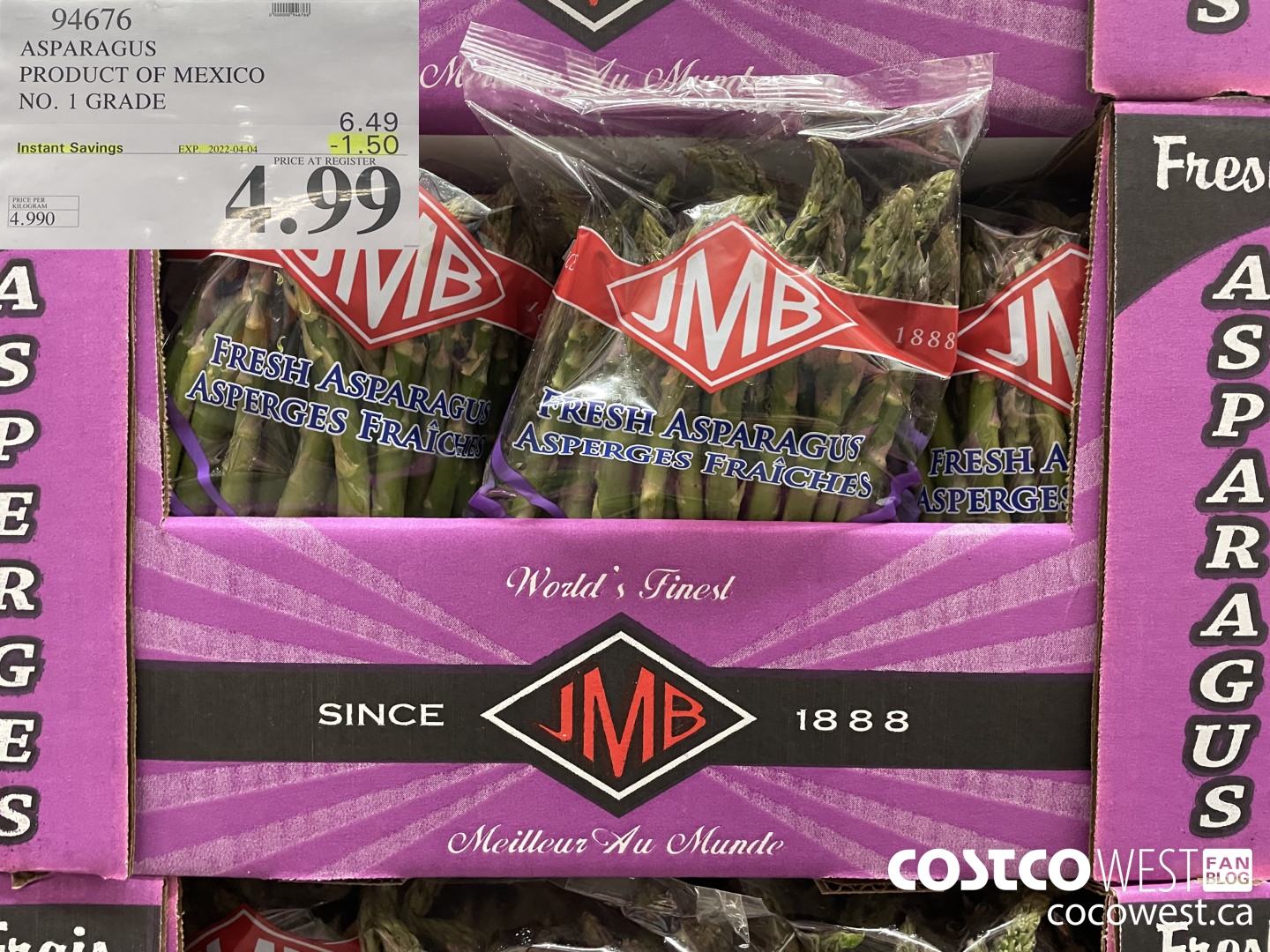 94676 ASPARAGUS PRODUCT OF MEXICO NO. 1 GRADE ($1.50 INSTANT SAVINGS EXPIRES ON 2022-04-04) $4.99