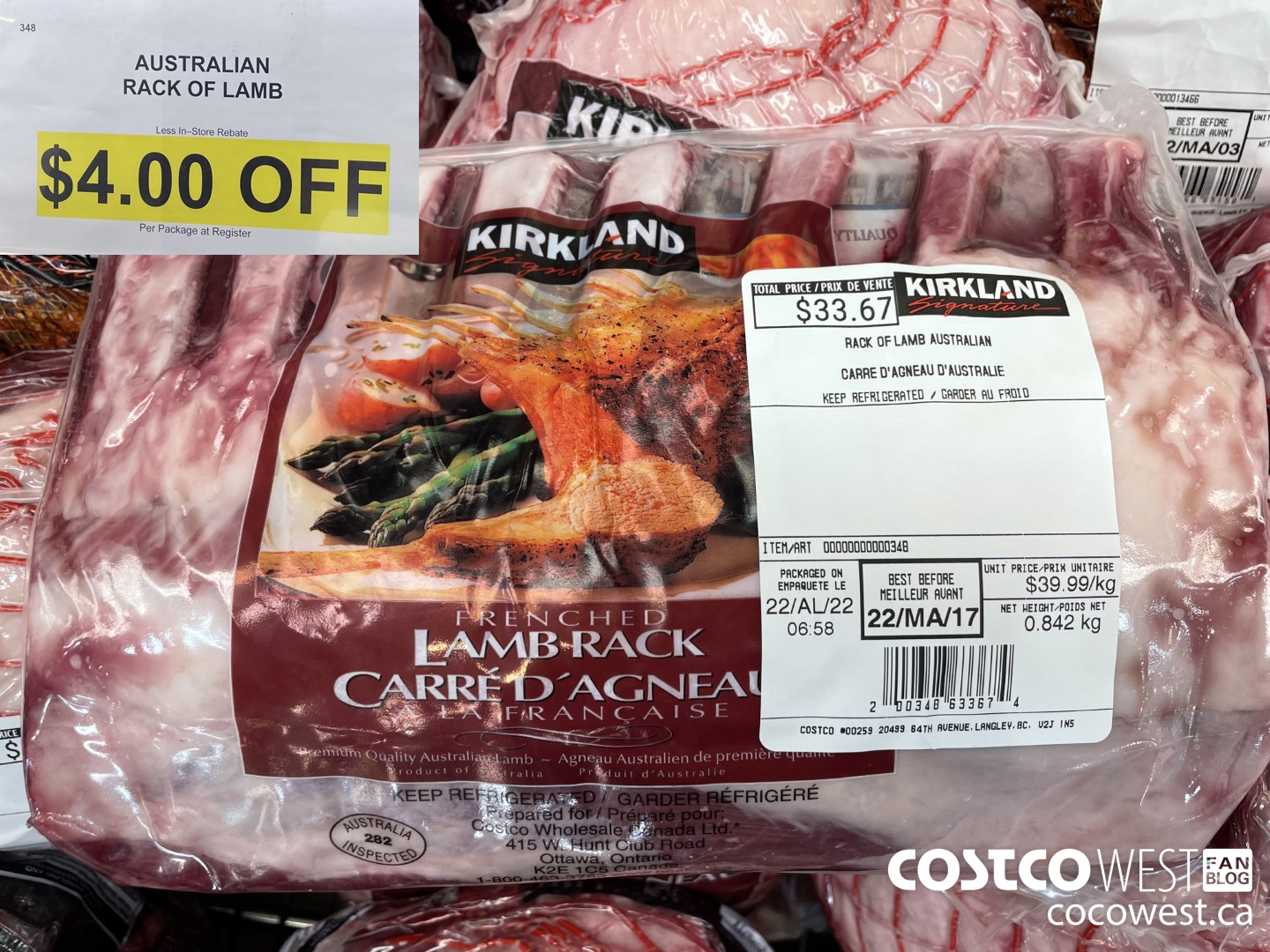 348 AUTRALIAN RACK OF LAMB ($4.00 INSTANT SAVINGS)