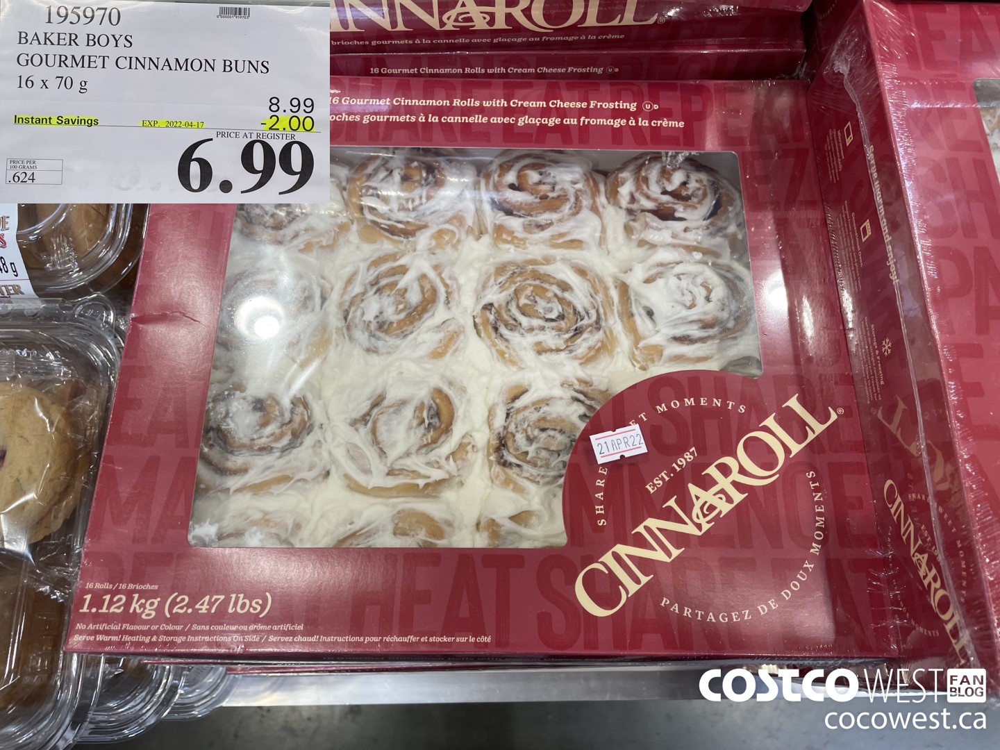 195970 BAKER BOYS GOURMET CINNAMON BUNS PACK OF 16 x 70g ($2.00 INSTANT SAVINGS EXPIRES ON 2021-04-17) $6.99