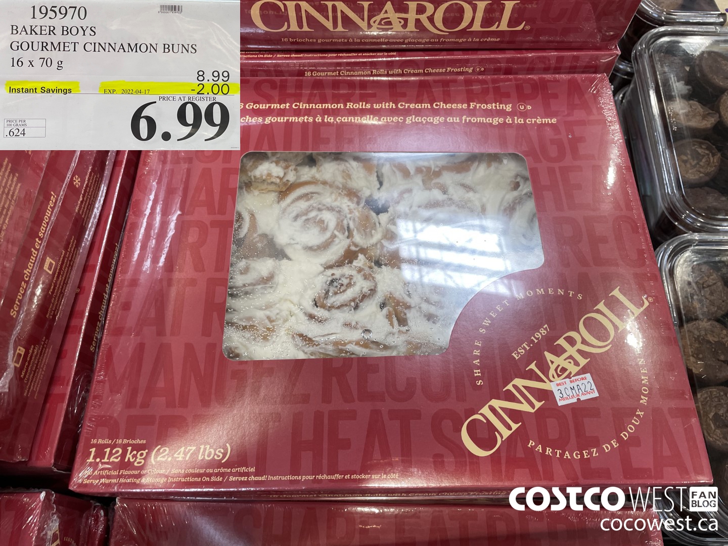 195970 BAKER BOYS GOURMET CINNAMON BUNS PACK OF 16 x 70g ($2.00 INSTANT SAVINGS EXPIRES ON 2021-04-17) $6.99