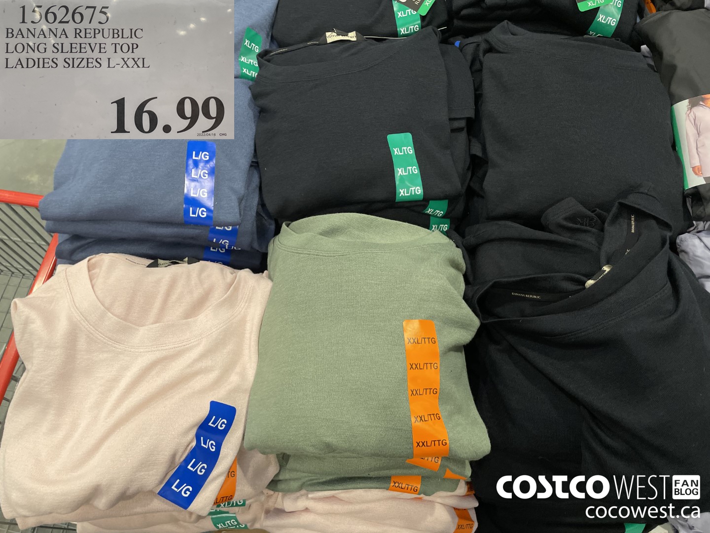 1562675 BANANA REPUBLIC LONG SLEEVE TOP LADIES SIZES L-XXL $16.99