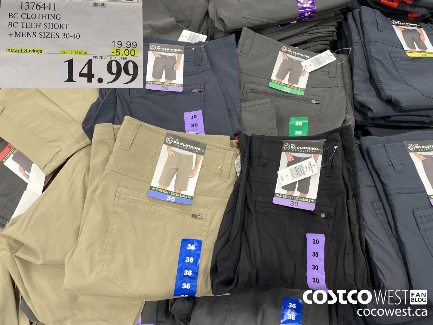 1376441 BC CLOTHING BC TECH SHORT MENS SIZES 30-40 ($5.00 INSTANT SAVINGS EXPIRES ON 2022-05-01) $14.99