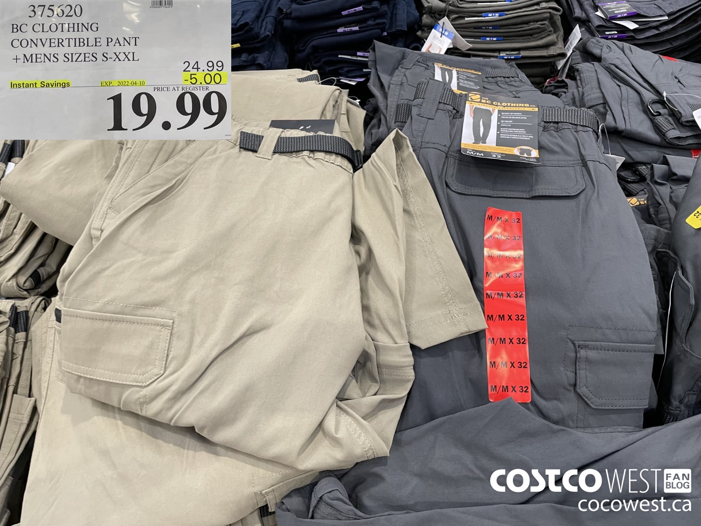 375620 BC CLOTHING CONVERTIBLE PANT MENS SIZES S-XXL 2022-10 ($5.00 INSTANT SAVINGS) $19.99