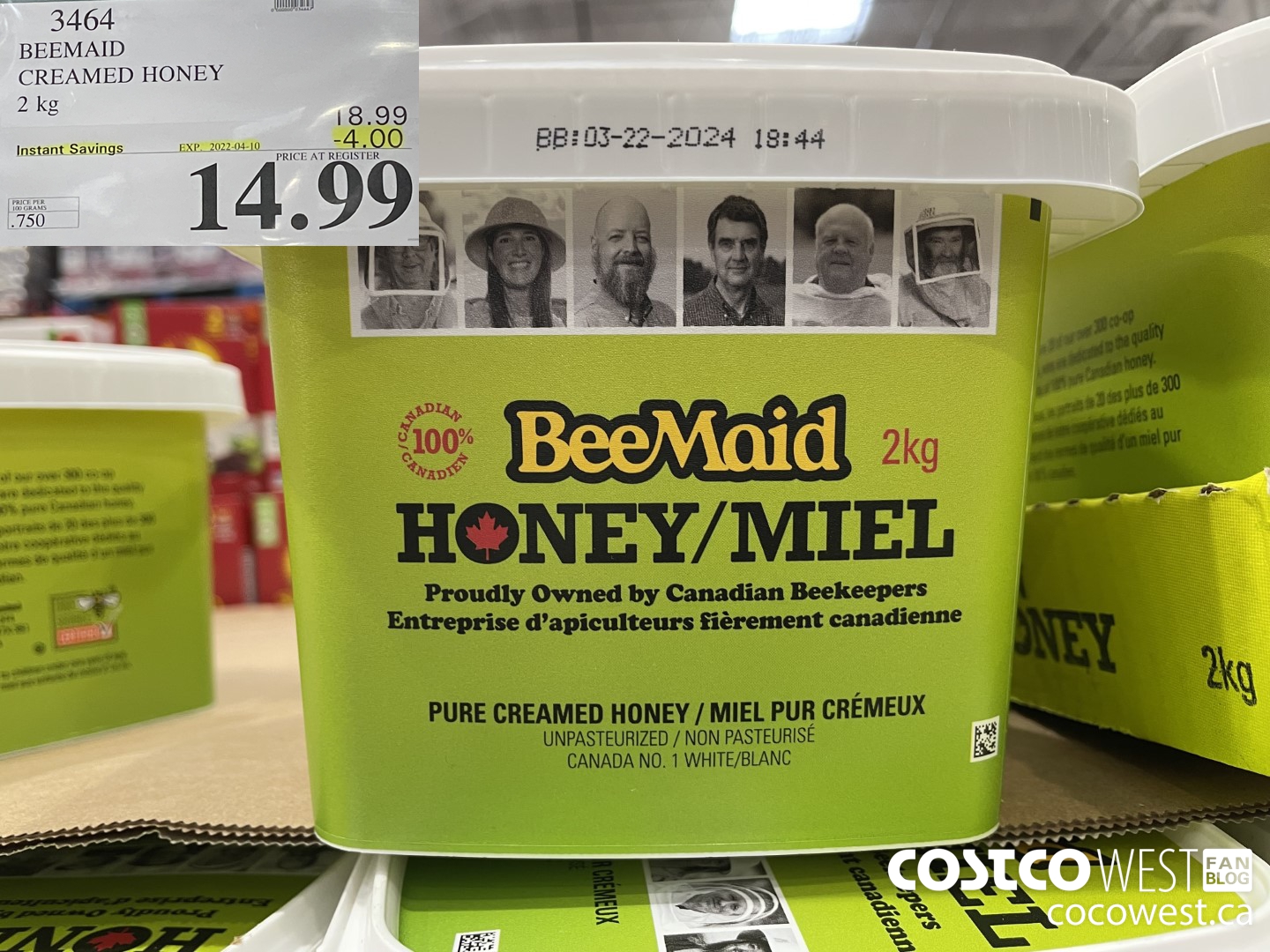 3464 BEEMAID CREAMED HONEY 2 kg ($4.00 INSTANT SAVINGS EXPIRES ON 2021-04-10) $14.99