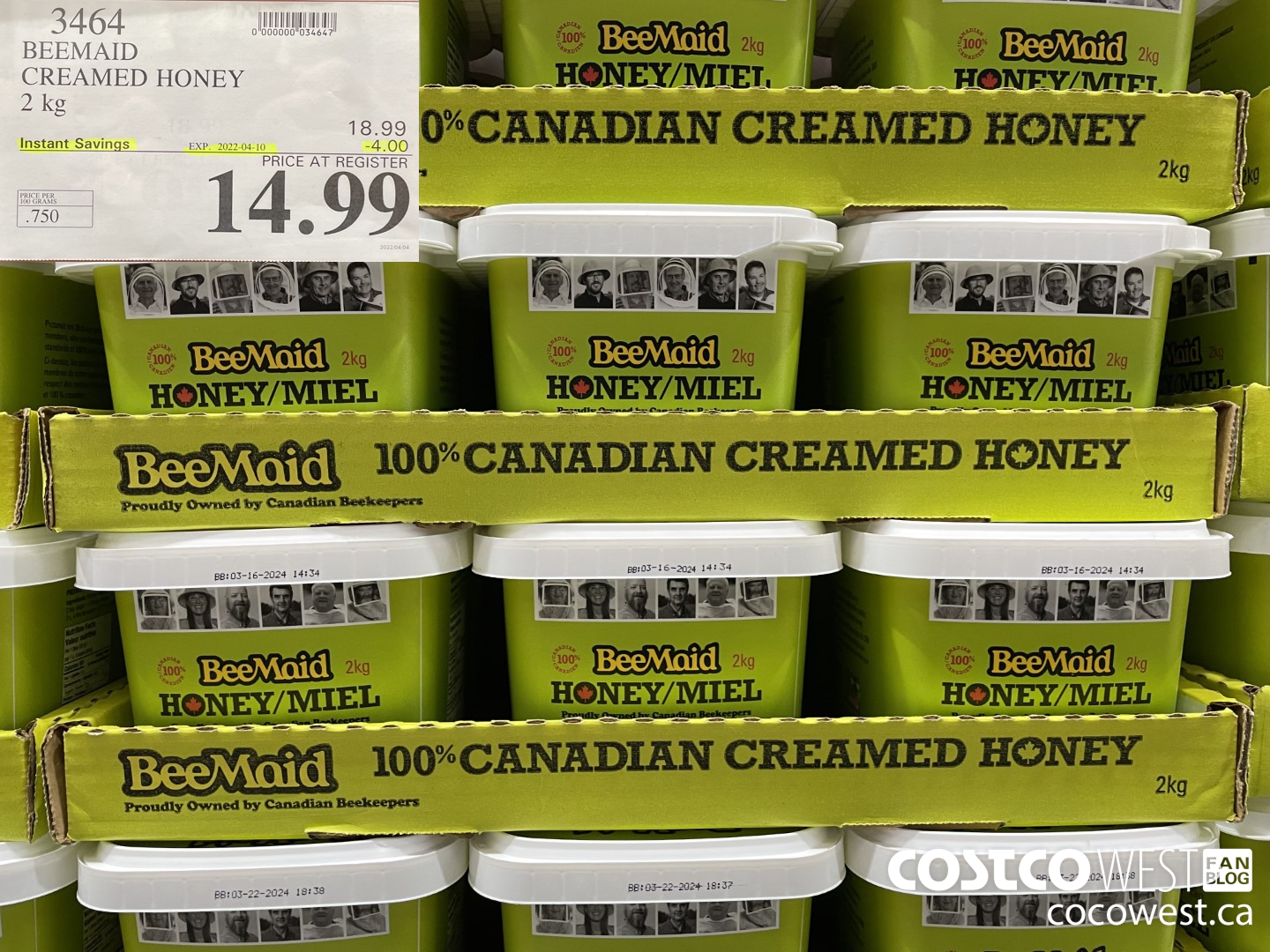 3464 BEEMAID CREAMED HONEY 2 kg ($4.00 INSTANT SAVINGS EXPIRES ON 2021-04-10) $14.99