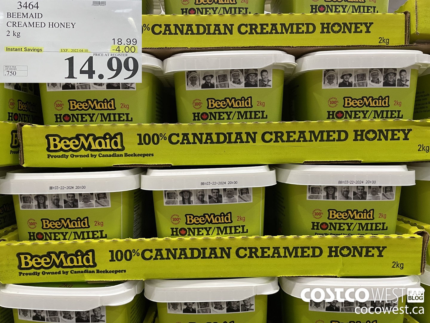 3464 BEEMAID CREAMED HONEY 2 kg ($4.00 INSTANT SAVINGS EXPIRES ON 2021-04-10) $14.99