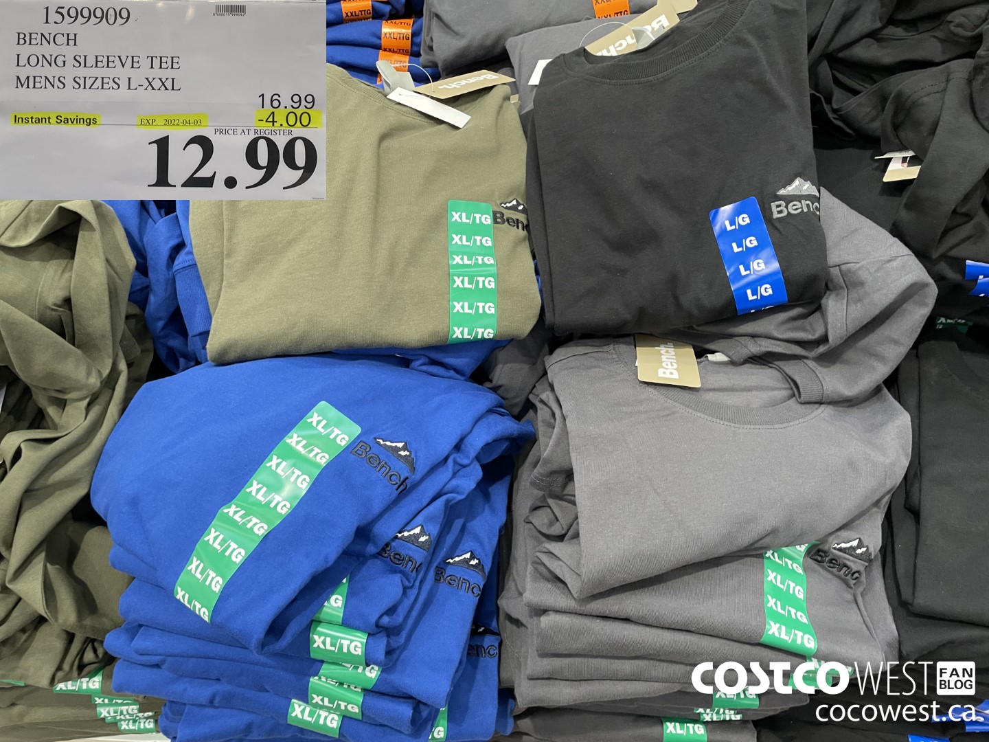 1599909 BENCH LONG SLEEVE TEE MENS SIZES S-XXL  ($4.00 INSTANT SAVINGS EXPIRES ON 2022-04-03) $12.99