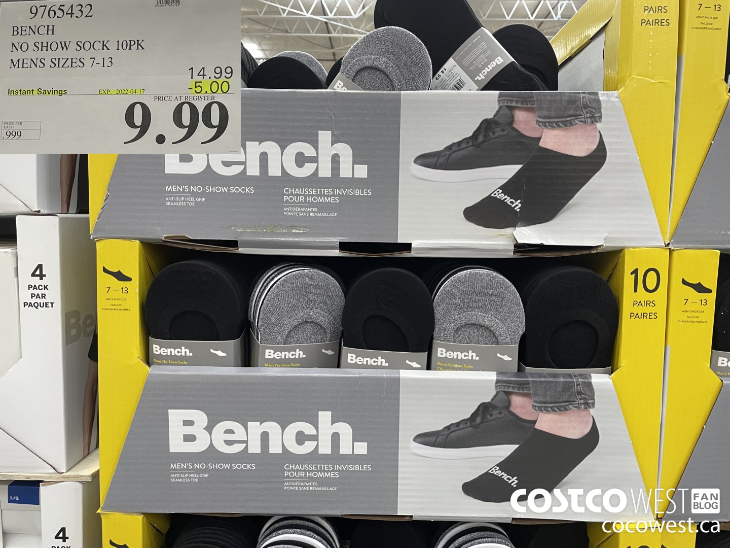 9765432 BENCH NO SHOW SOCK 10PK MENS SIZES 7-13 ($5.00 INSTANT SAVINGS EXPIRES ON 2022-04-17) $9.99