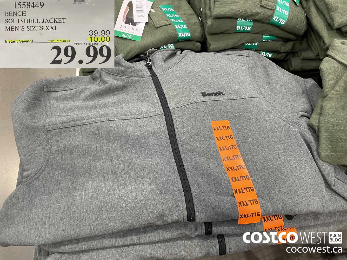 1558449 BENCH SOFTSHELL JACKET MEN'S SIZES S-XXL ($10.00 INSTANT SAVINGS EXPIRES ON 2022-04-03) $29.99