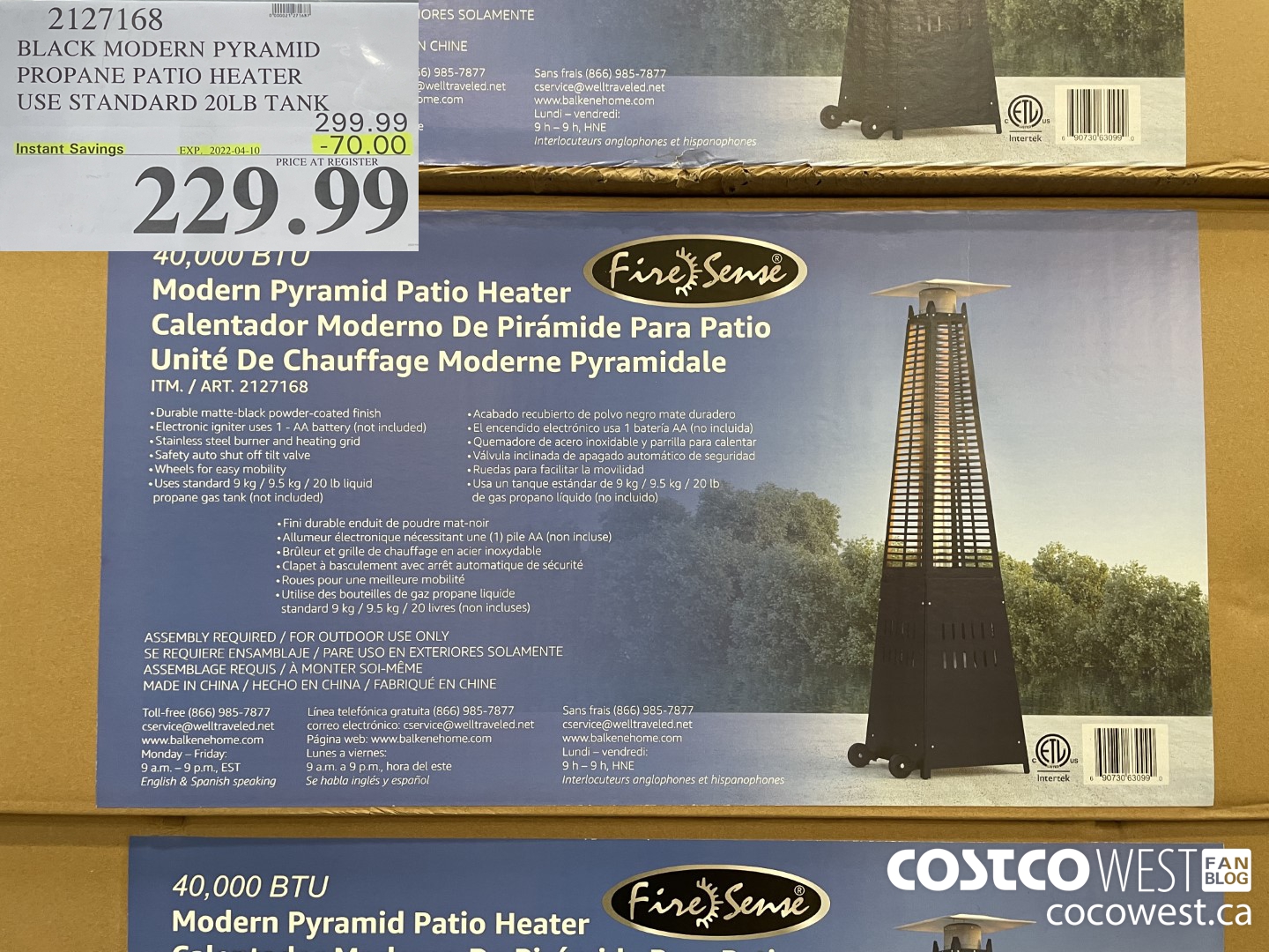 2127168 BLACK MODERN PYRAMID PROPANE PATIO HEATER USE STANDARD 20LB TANK ($70.00 INSTANT SAVINGS EXPIRES ON 2022-04-10) $229.99