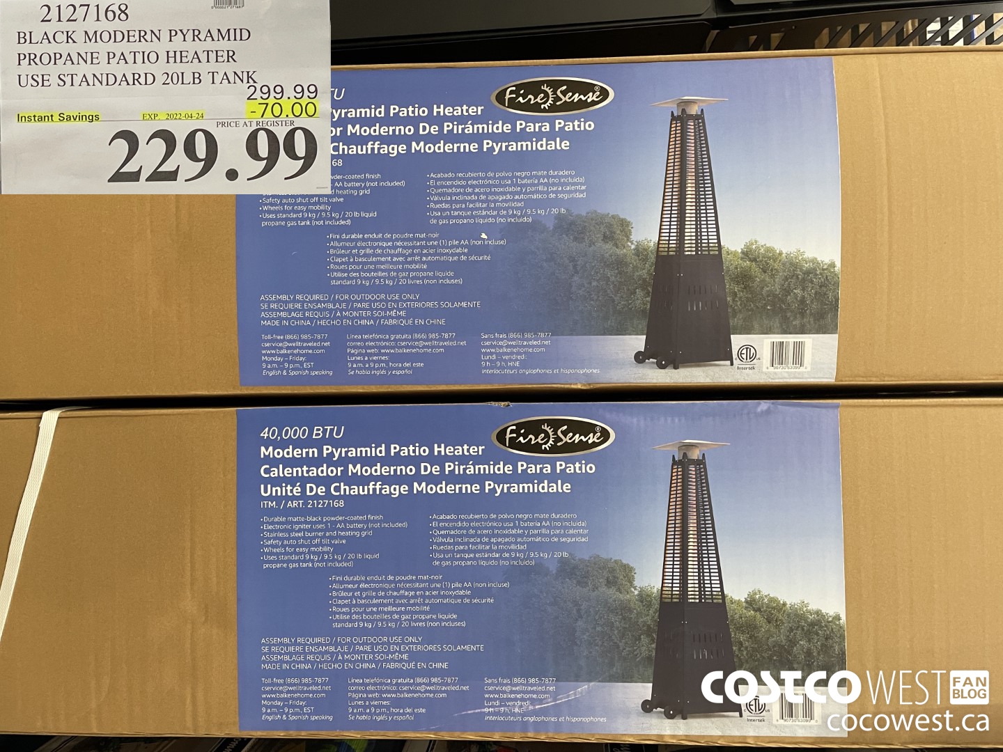 2127168 BLACK MODERN PYRAMID PROPANE PATIO HEATER USE STANDARD 20LB TANK ($70.00 INSTANT SAVINGS EXPIRES ON 2022-04-24) $229.99