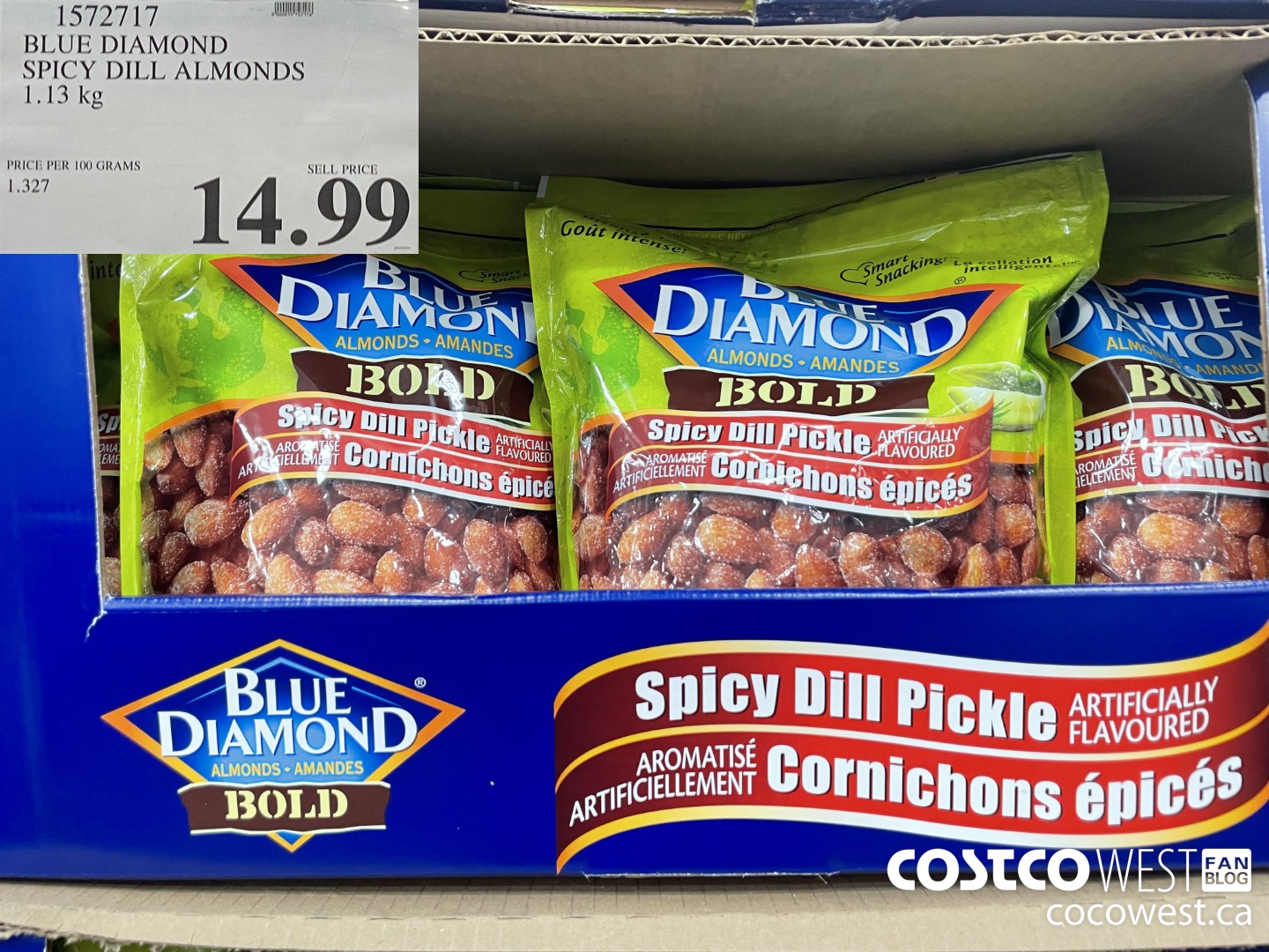 1572717 BLUE DIAMOND SPICY DILL ALMONDS 1.13 kg  $14.99