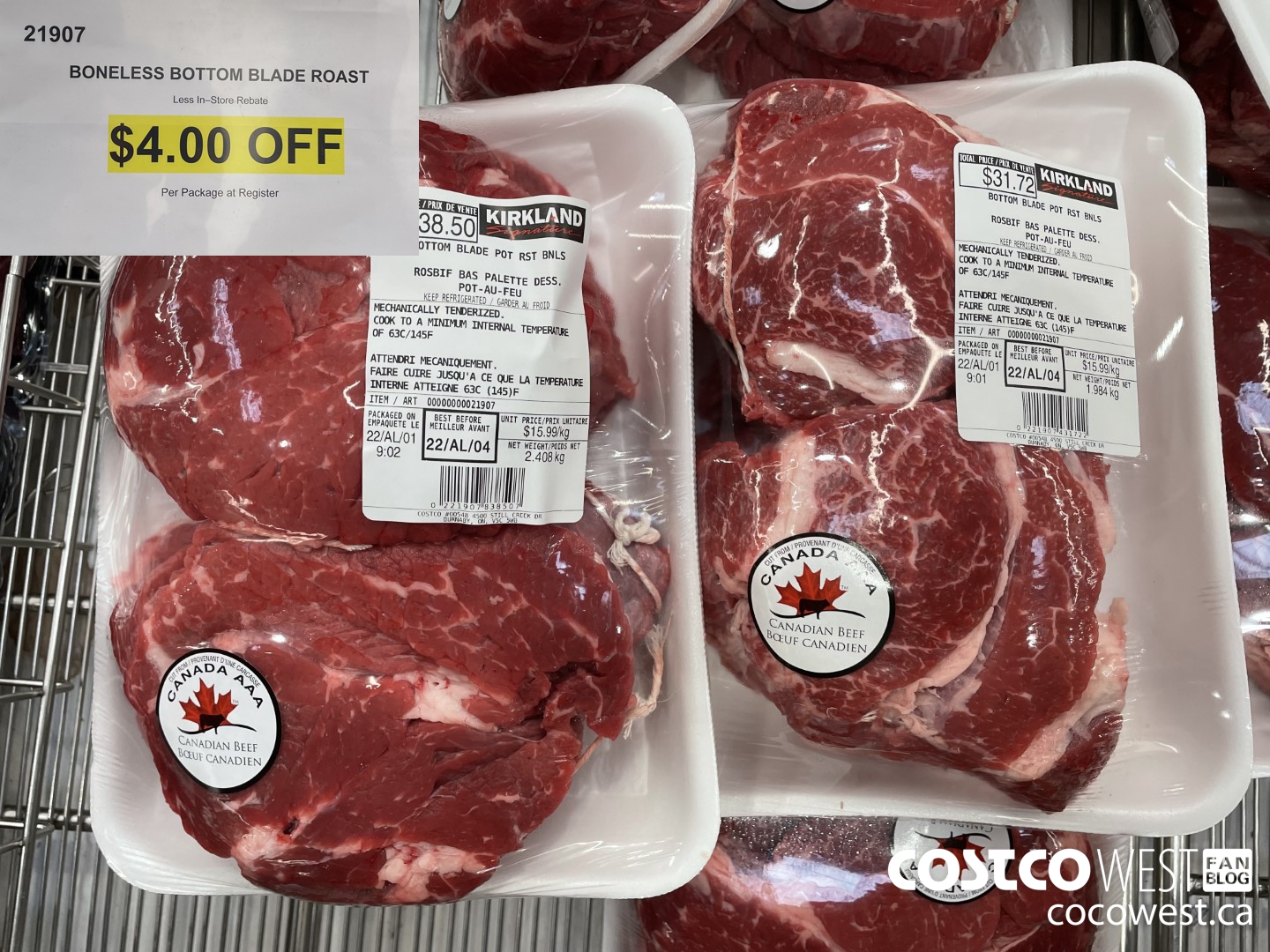 21907 BONELESS BOTTOM BLADE ROAST ($4.00 INSTANT SAVINGS)