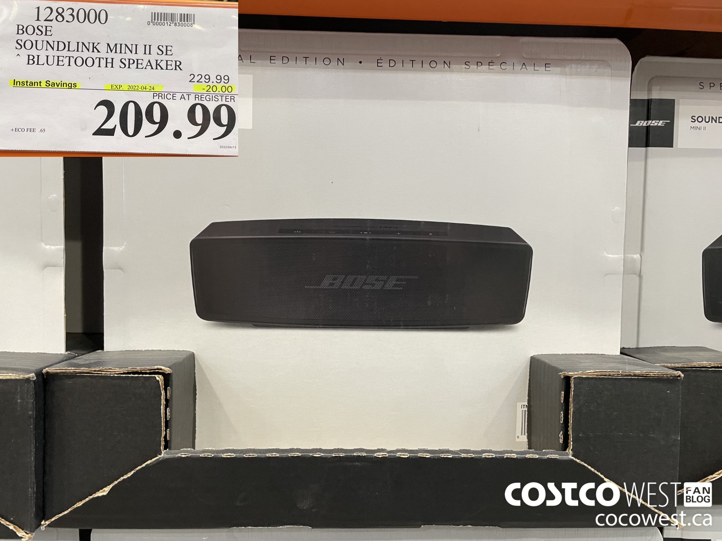 1283000 BOSE SOUNDLINK MINI II SE BLUETOOTH SPEAKER ($20.00 INSTANT SAVINGS EXPIRES ON 2022-04-24) $209.99