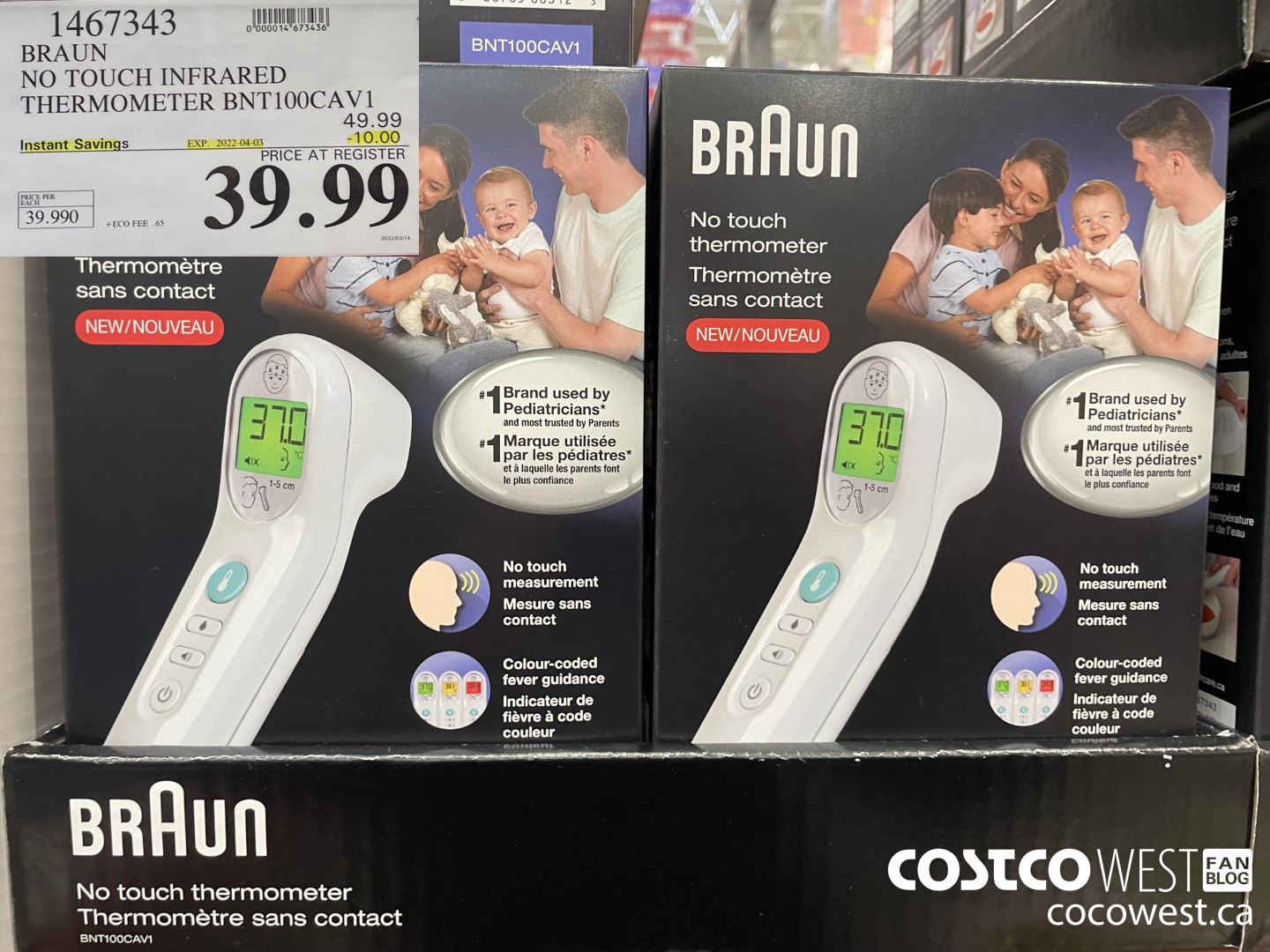 1467343 BRAUN NO TOUCH INFRARED THERMOMETER BNT100CAV1 ($10.00 INSTANT SAVINGS EXPIRES ON 2022-04-03) $39.99