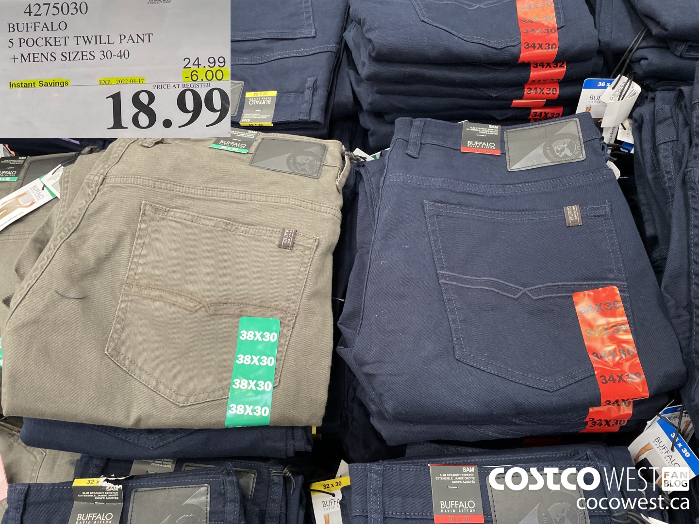 4275030 BUFFALO 5 POCKET TWILL PANT MENS SIZES 30-40 ($6.00 INSTANT SAVINGS EXPIRES ON 2022-04-17) $18.99
