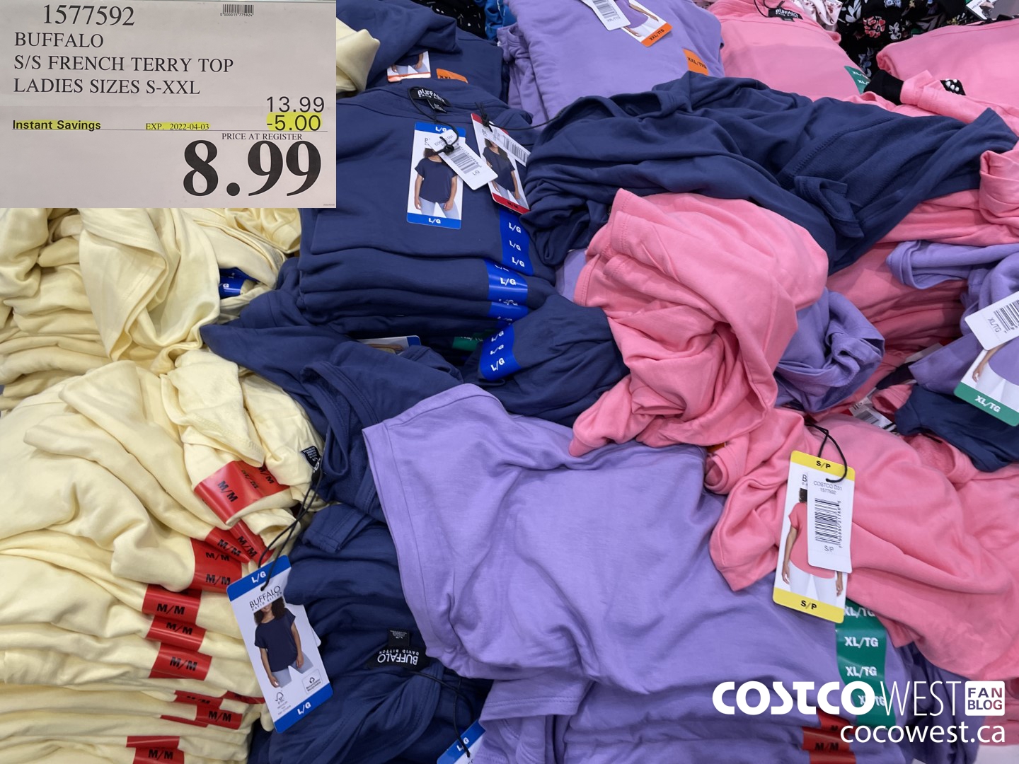 1577592 BUFFALO S/S FRENCH TERRY TOP LADIES SIZES S-XXL  ($5.00 INSTANT SAVINGS EXPIRES ON 2022-04-03) $8.99