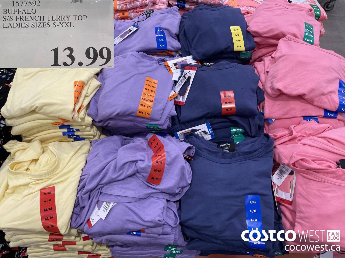 1577592 BUFFALO S/S FRENCH TERRY TOP LADIES SIZES S-XXL  $13.99