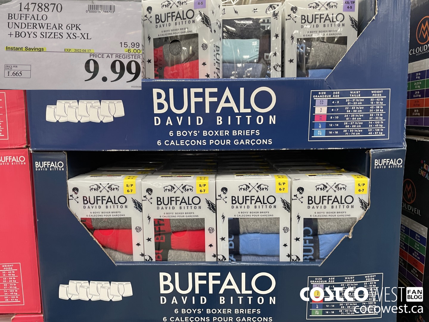 1478870 BUFFALO UNDERWEAR 6PK BOYS SIZES XS-XL ($6.00 INSTANT SAVINGS EXPIRES ON 2022-04-17) $9.99