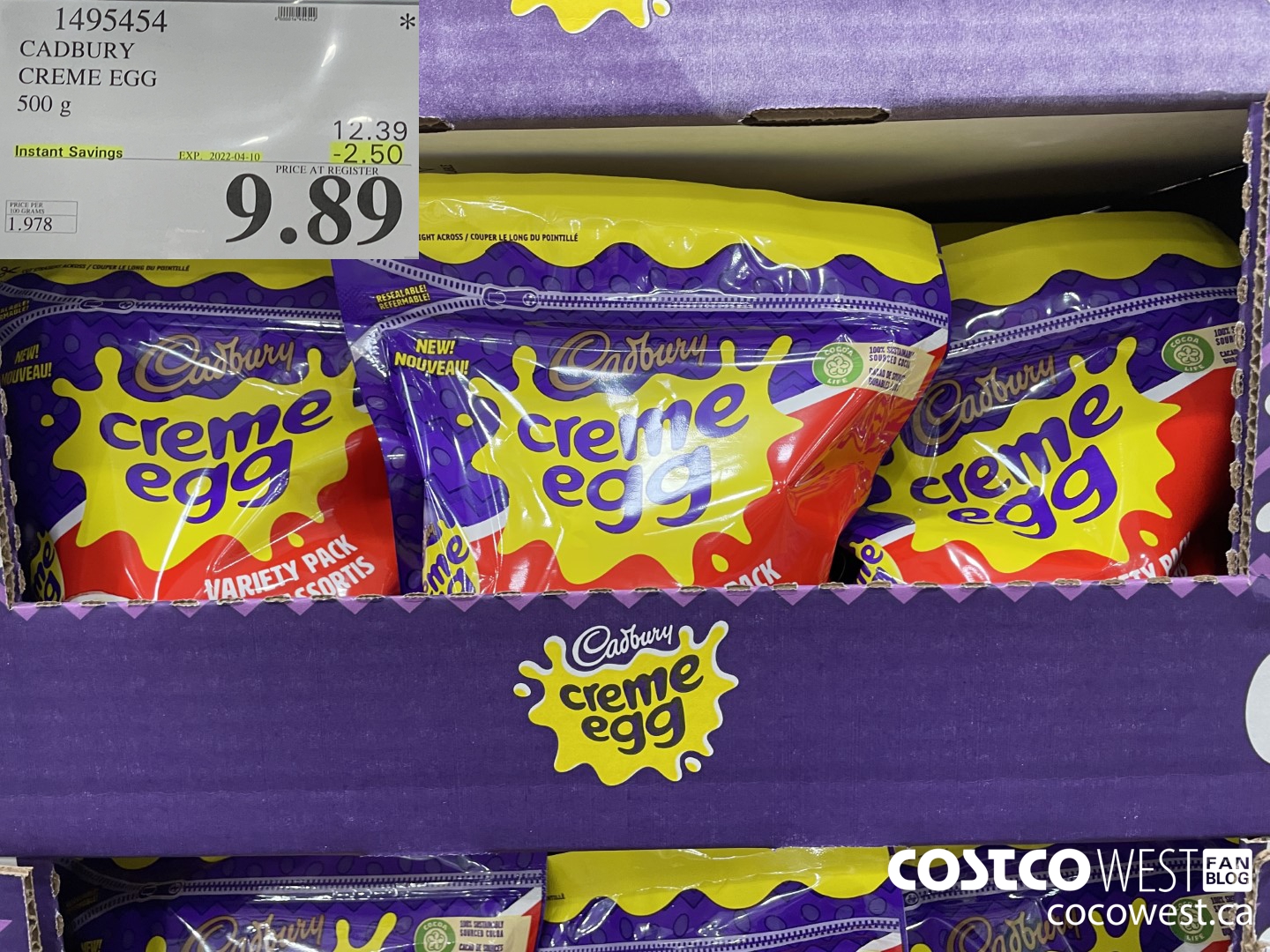 1495454 CADBURY CREME EGG 500 g ($2.50 INSTANT SAVINGS EXPIRES ON 2022-04-10) $9.89