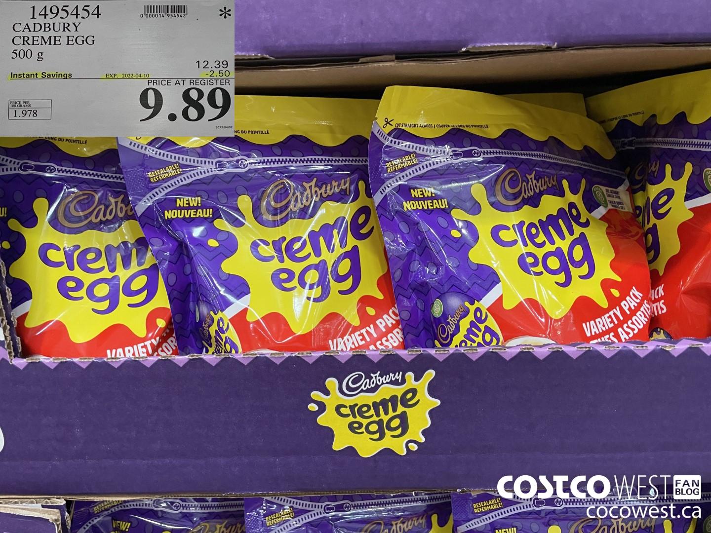 1495454 CADBURY CREME EGG 500 g ($2.50 INSTANT SAVINGS EXPIRES ON 2022-04-10) $9.89