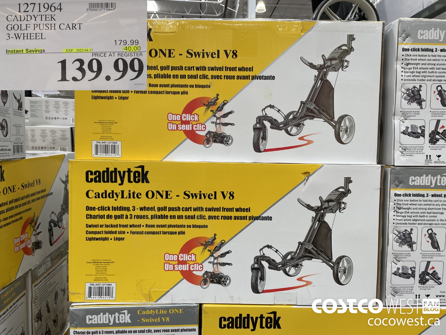 1271964 CADDYTEK GOLF PUSH CART 3-WHEEL ($40.00 INSTANT SAVINGS EXPIRES ON 2022-04-17) $139.99