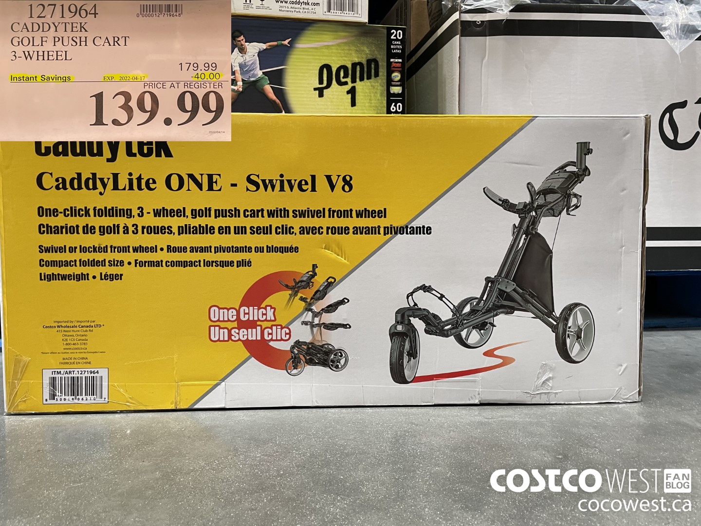 1271964 CADDYTEK GOLF PUSH CART 3-WHEEL ($40.00 INSTANT SAVINGS EXPIRES ON 2022-04-17) $139.99