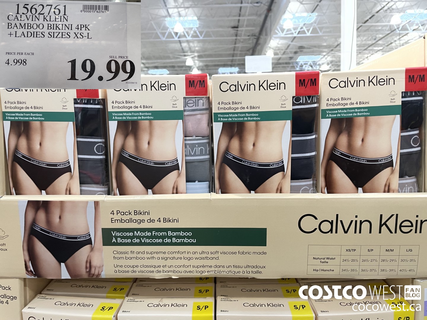 1562761 CALVIN KLEIN BAMBOO BIKINI 4PK LADIES SIZES XS-L $19.99