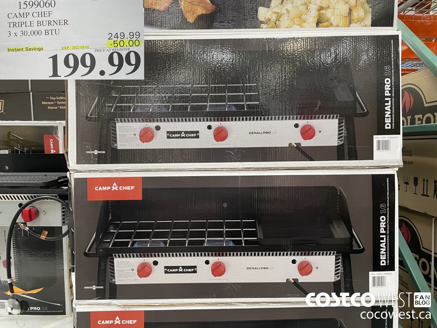 1599060 CAMP CHEF TRIPLE BURNER 3 X 30,000 BTU ($50.00 INSTANT SAVINGS EXPIRES ON 2022-05-01) $199.99