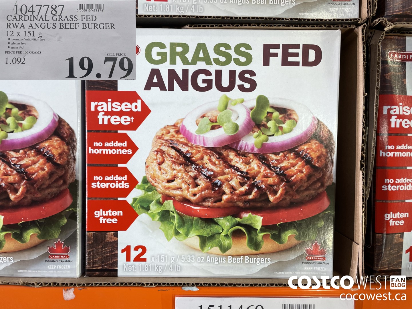 1047787 CARDINAL GRASS-FED FWA ANGUS BEEF BURGER 12 X 151 G $19.79