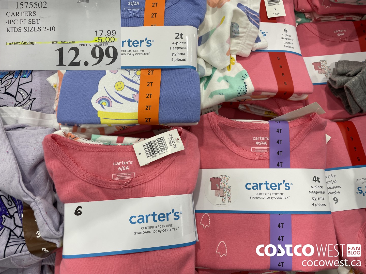 1575502 CARTERS 4PC PJ SET KIDS SIZES 2-10 ($5.00 INSTANT SAVINGS EXPIRES ON 2022-04-10) $12.99