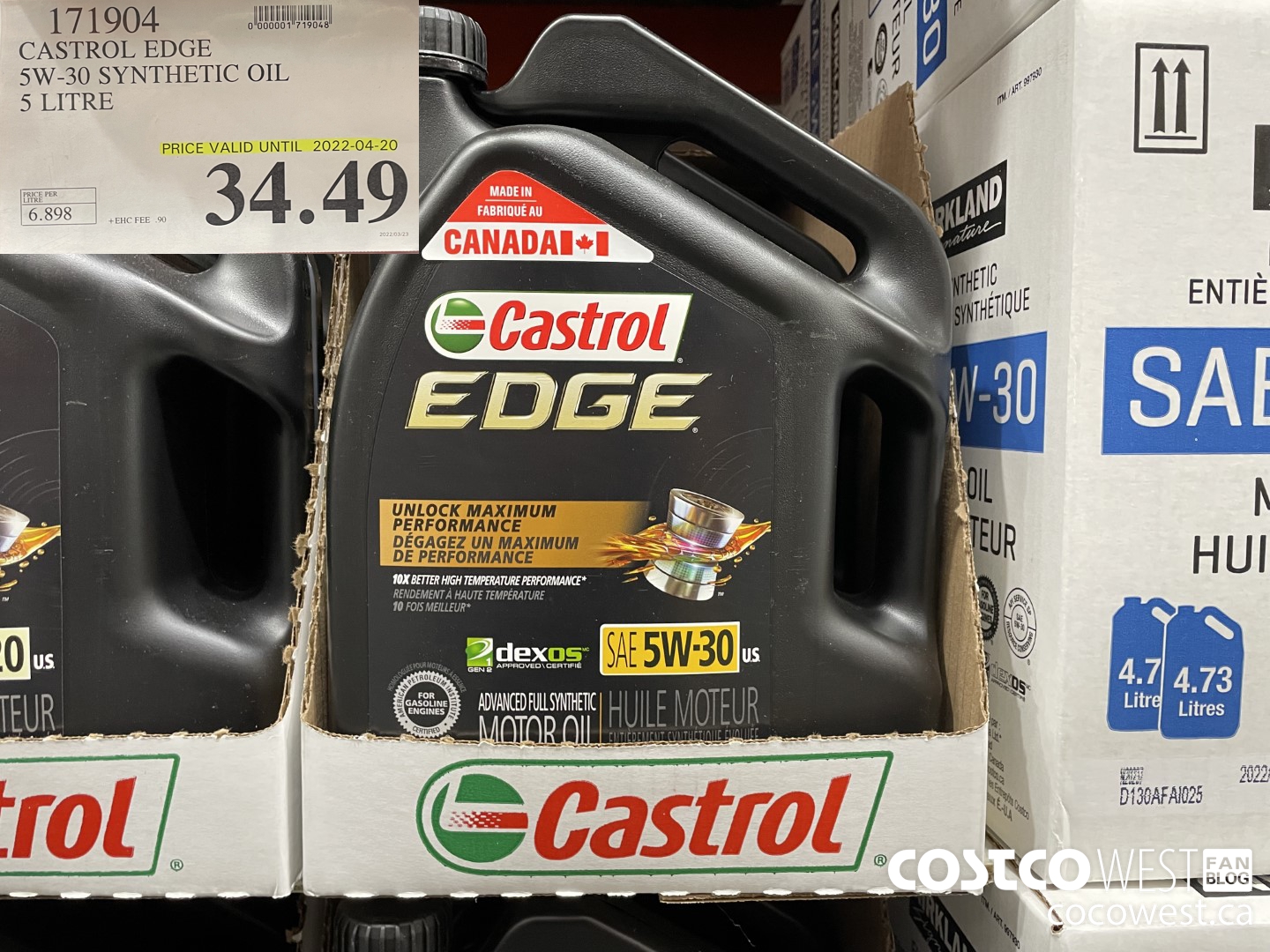171904 CASTROL EDGE 5W30 5 LITRES  (EXPIRES ON 2022-04-20) $34.49