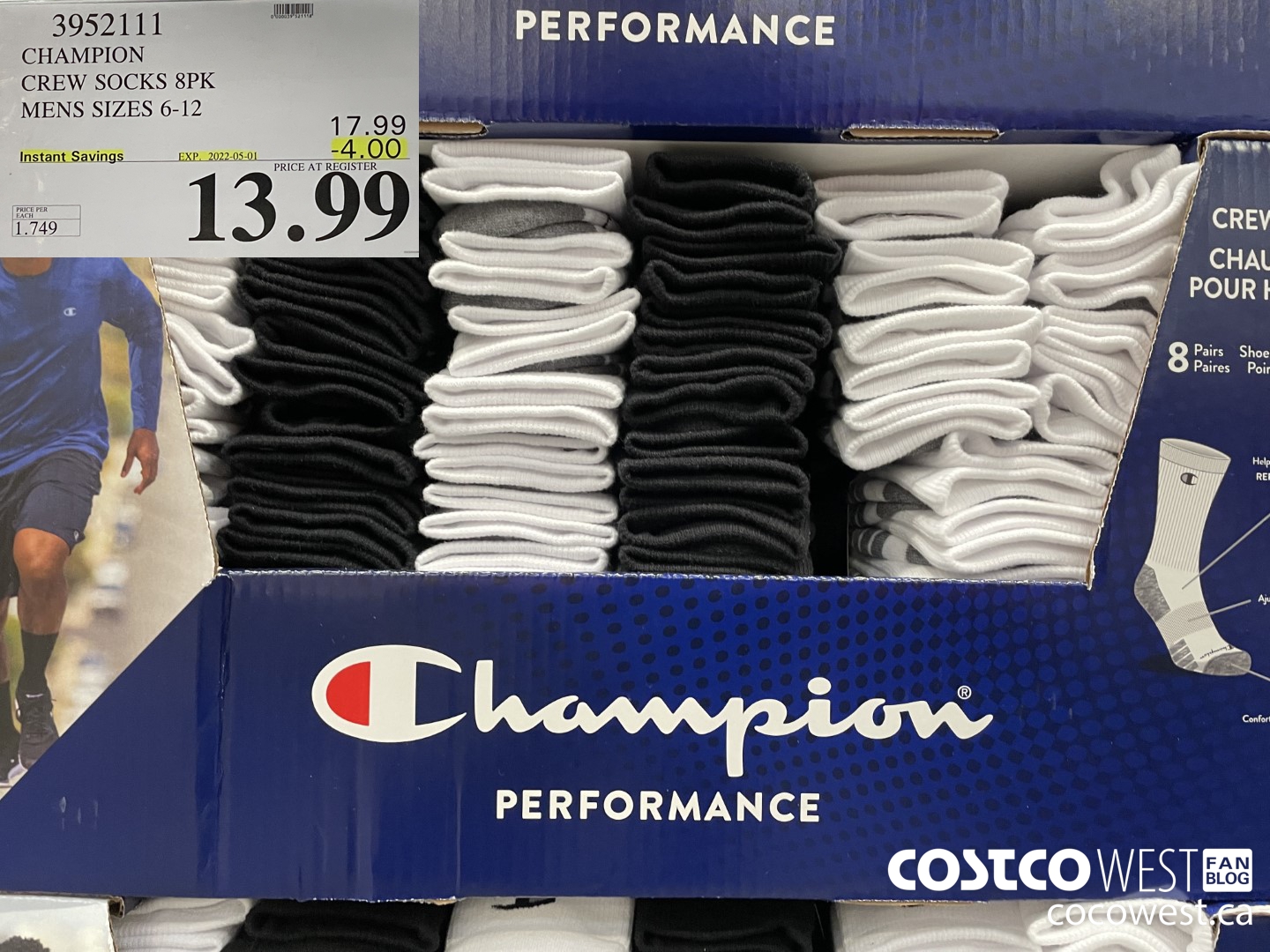 3952111 CHAMPION CREW SOCKS 8PK MENS SIZES 6-12 ($4.00 INSTANT SAVINGS EXPIRES ON 2022-05-01) $13.99