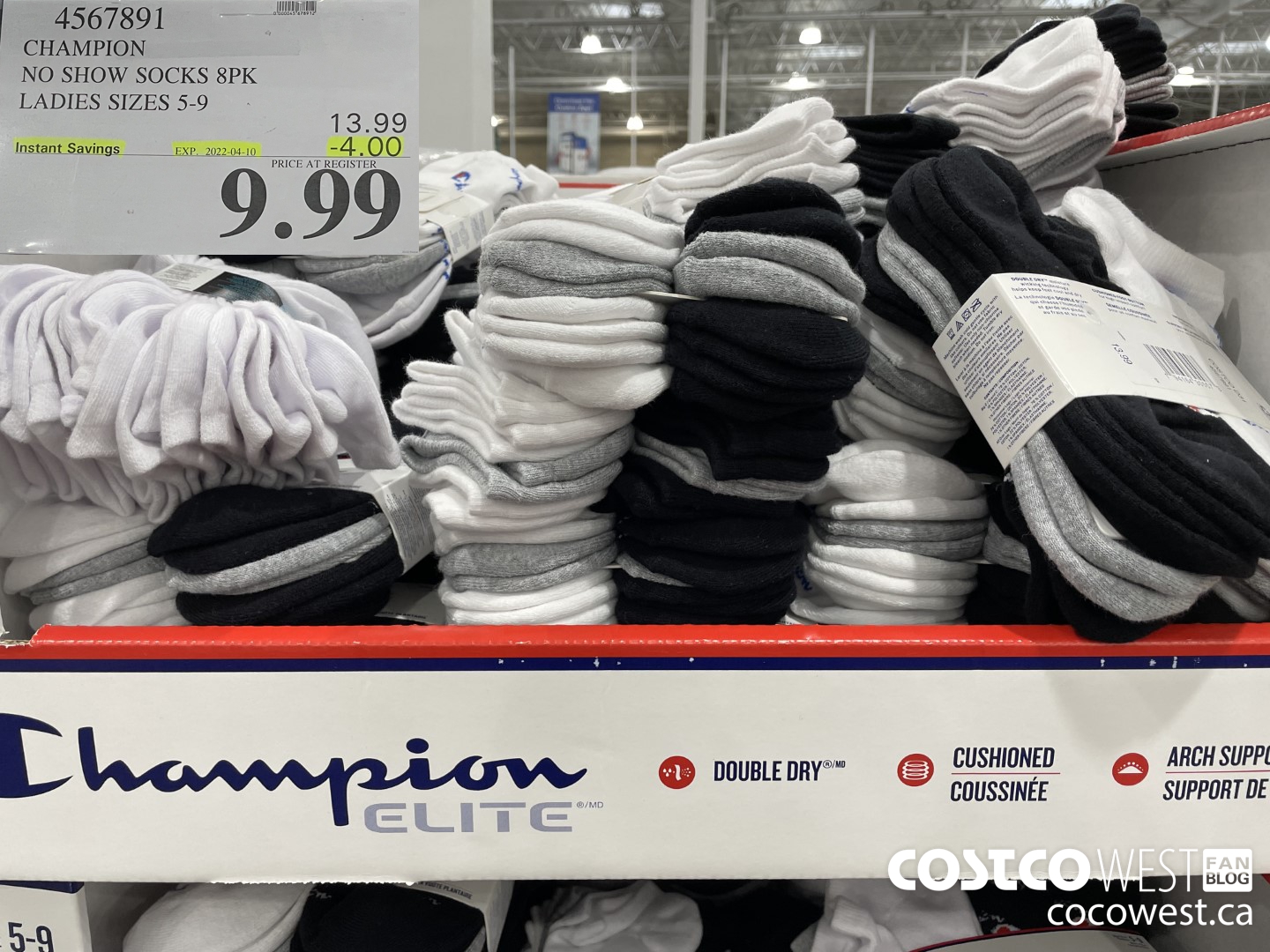 4567891 CHAMPION NO SHOW SOCKS 8PK LADIES SIZES 5-9 ($4.00 INSTANT SAVINGS EXPIRES ON 2022-04-10) $9.99