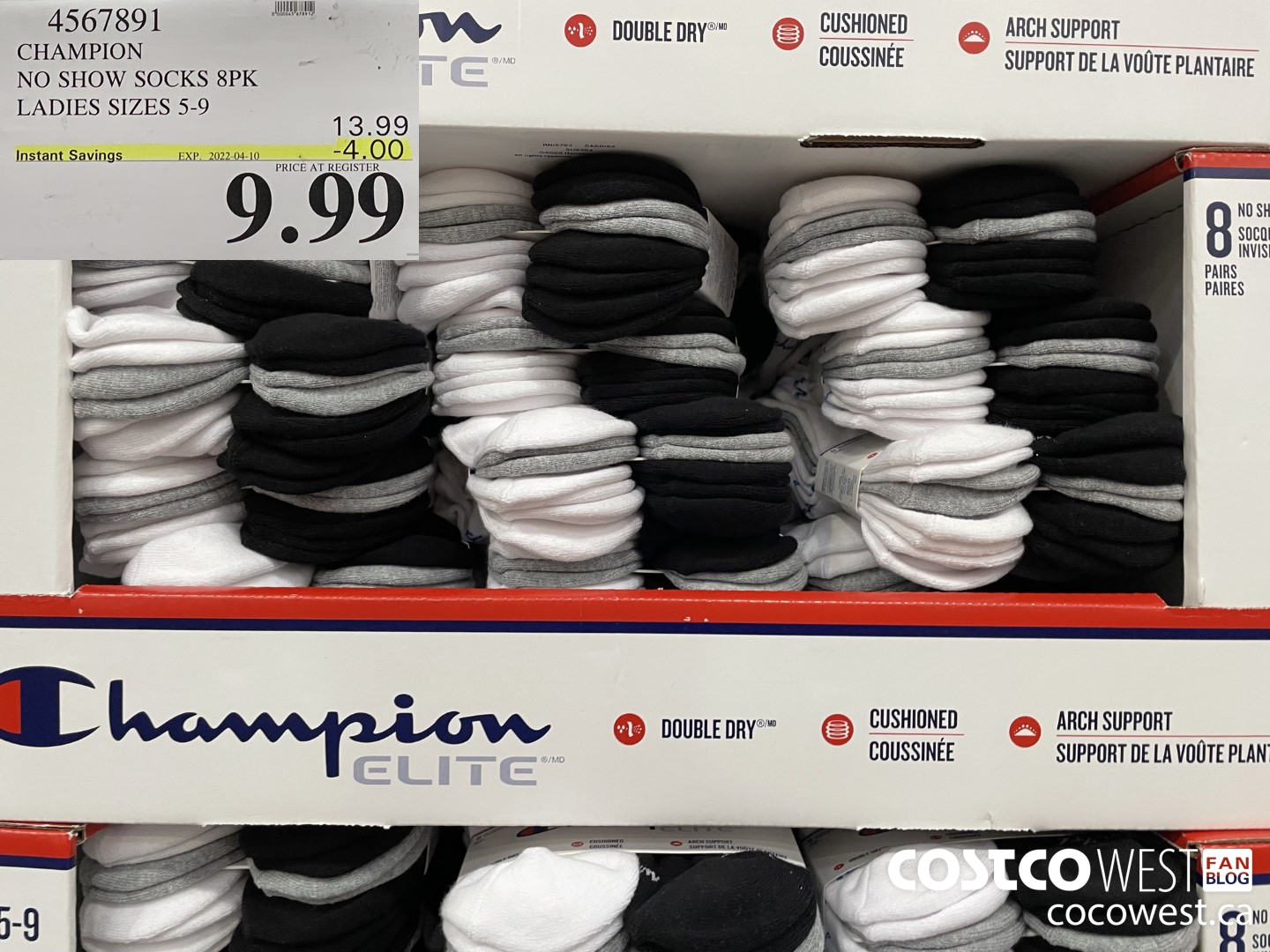 4567891 CHAMPION NO SHOW SOCKS 8PK LADIES SIZES 5-9 ($4.00 INSTANT SAVINGS EXPIRES ON 2022-04-10) $9.99