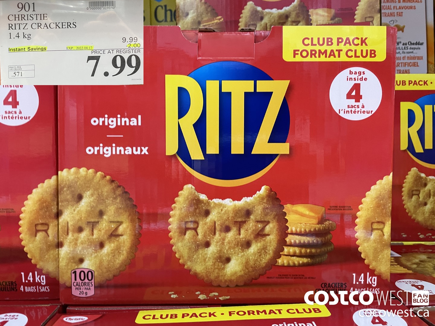 901 CHRISTIE RITZ CRACKERS 1.4 kg ($2.00 INSTANT SAVINGS EXPIRES ON 2022-04-17) $7.99