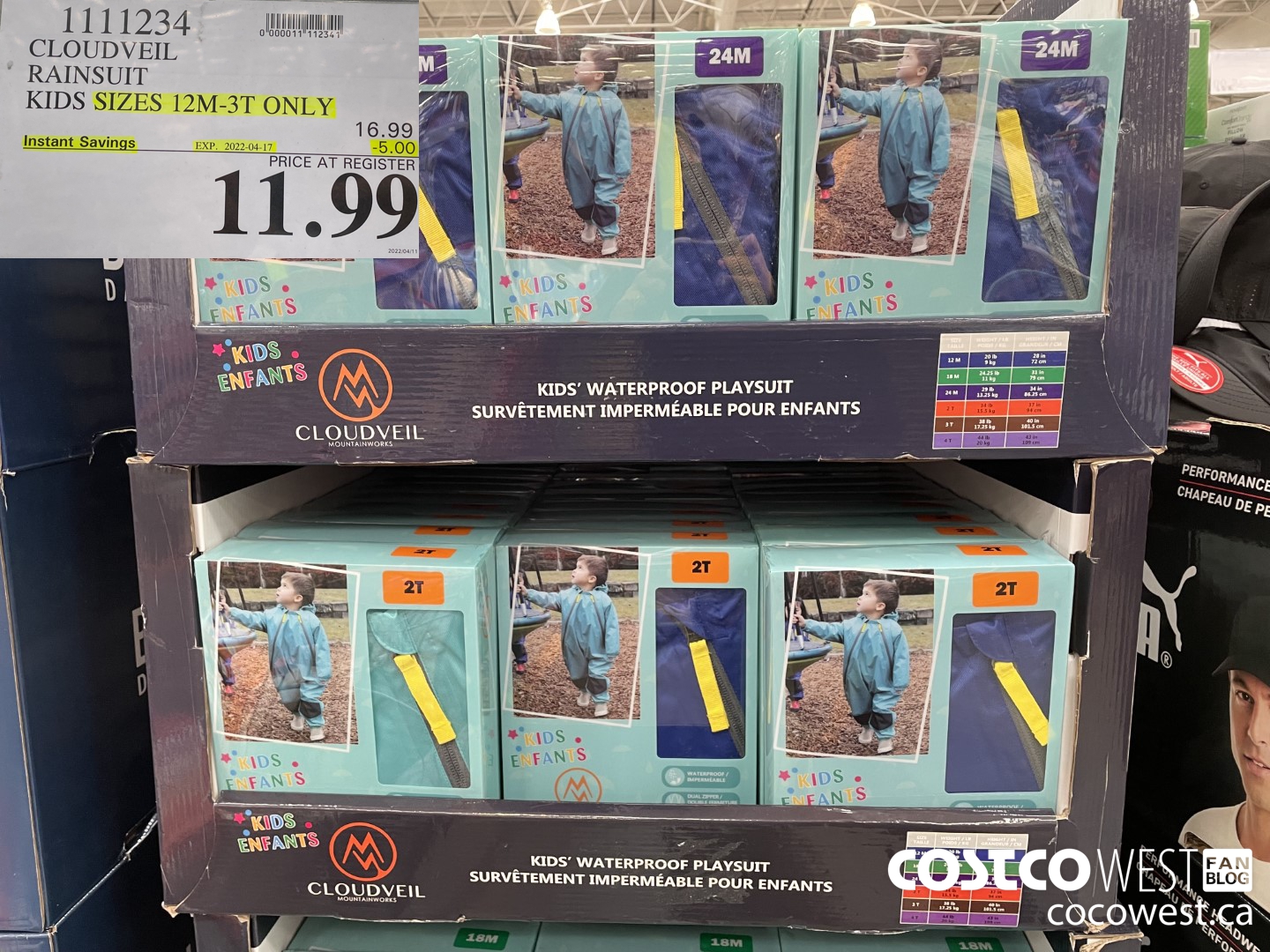 1111234 CLOUDVEIL RAINSUIT KIDS SIZES 12M-3T ONLY ($5.00 INSTANT SAVINGS EXPIRES ON 2022-04-17) $11.99