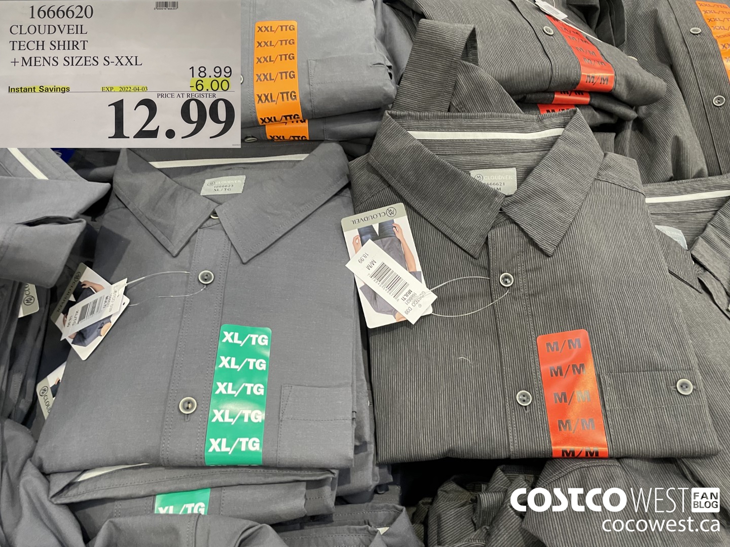 1666620 CLOUDVEIL TECH SHIRT MENS SIZES S-XXL  ($6.00 INSTANT SAVINGS EXPIRES ON 2022-04-03) $12.99